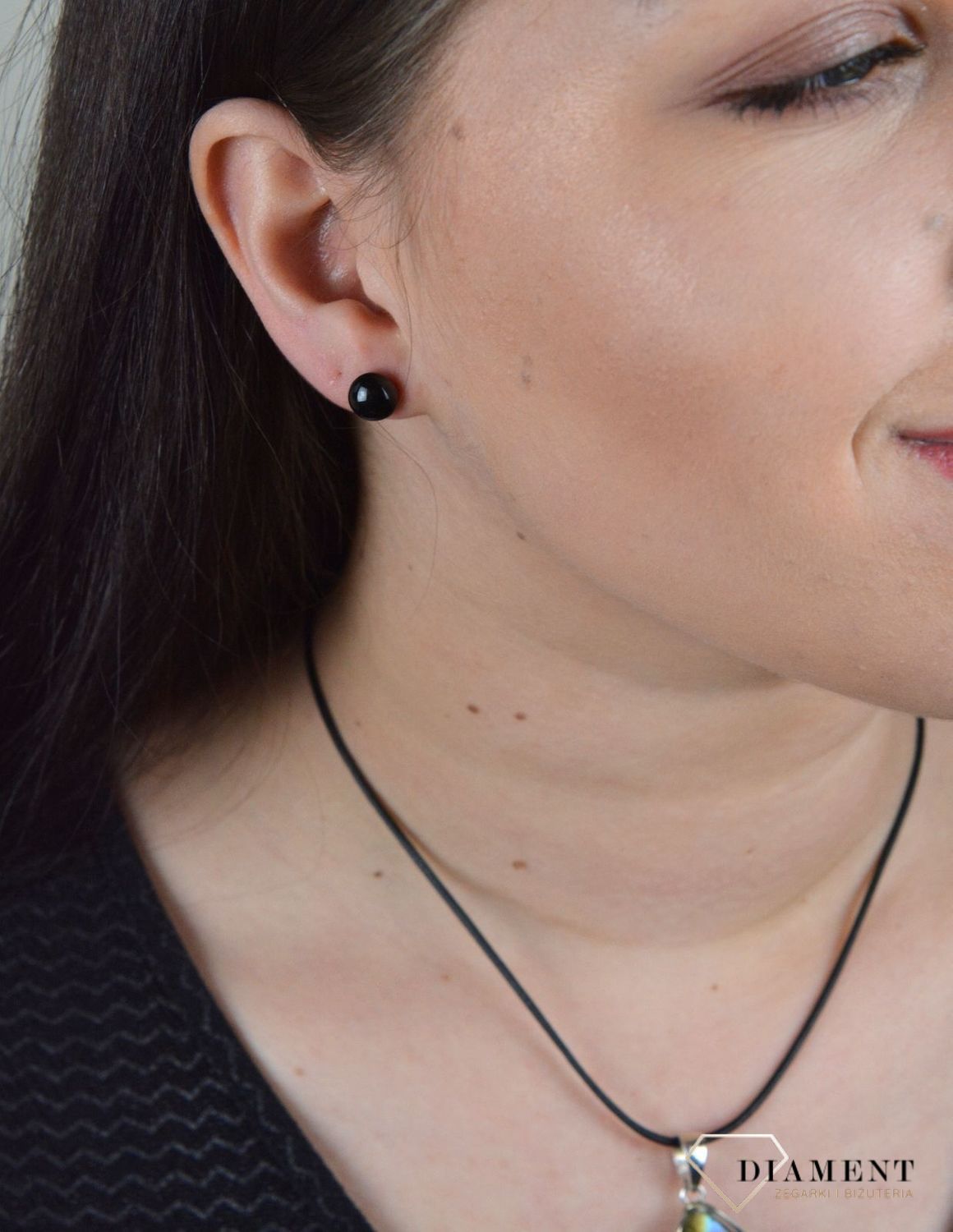 Srebrne kolczyki szkło weneckie 'Głęboka czerń' Murano 35.jpg